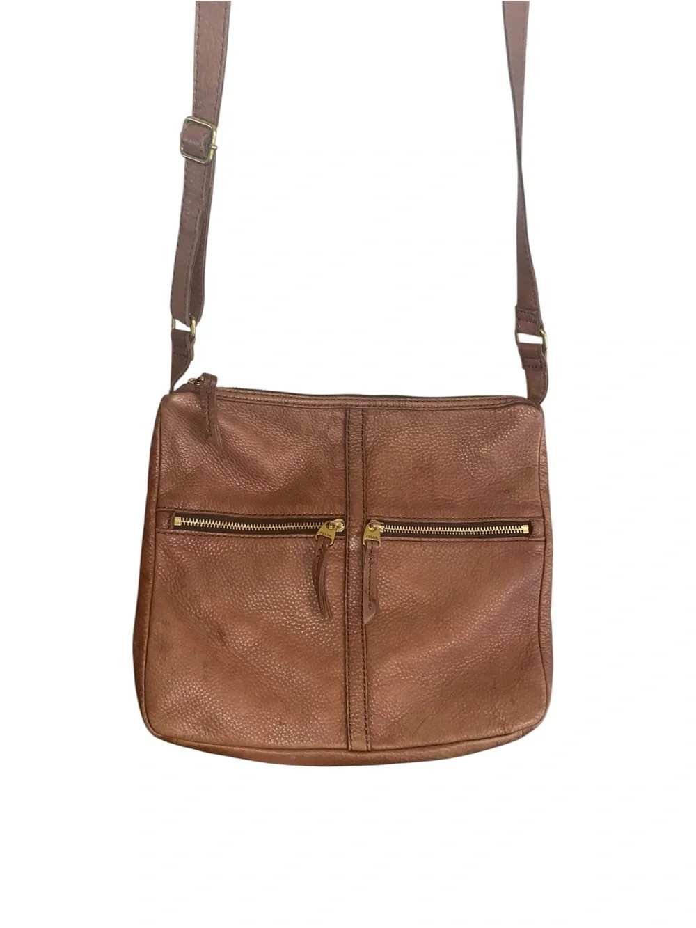 Fossil Erin Crossbody classic pebbled Brown leather Crossbody bag boho western - Picture 1 of 13